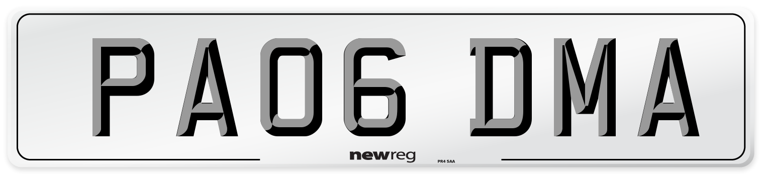 PA06 DMA Number Plate from New Reg